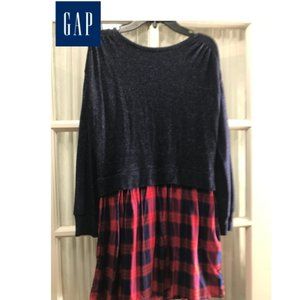 Gap long-sleeve dress with red plaid bottom